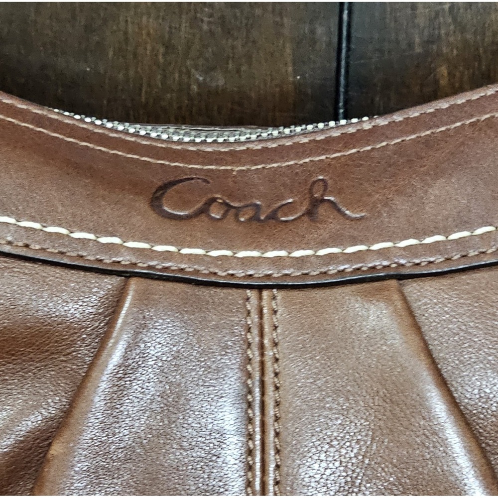 Genuine Coach Hobo Brown Pleated Soho Leather Shoulder Bag F13730 - Picture 4 of 7
